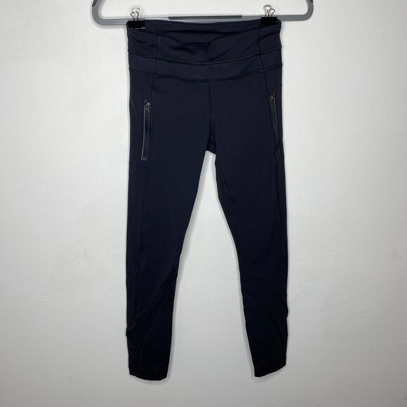 Lululemon Black Side Hip Zip Pockets Mesh Detail Waist & Ankle 7/8 Leggings 4 - Picture 8 of 8